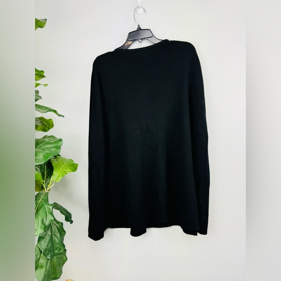Banana Republic Black Extra Fine Merino Wool ribbed Knit Cape Coat Sweater - Picture 6 of 6